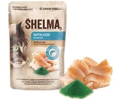 Kačių Maistas - SHELMA Menkė padaže šlapias kačių maistas 85g begrūdis be glitimo