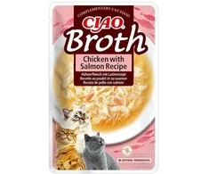 Kačių skanėstai - INABA Ciao Broth Vištiena ir Lašiša 12x40g