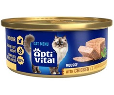 Katės maistas - OptiVital Mini Vištienos Drėgnas Maistas 85g Be Glitimo