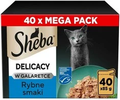 Katės maistas - SHEBA delikatesas žuvies skonių želėje (Sheba, 40x85g, begrūdis)