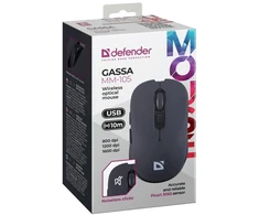 Pelė DEFENDER GASSA MM-105 RF SILENT Juodas