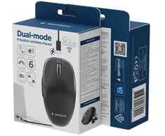 Gembird MUSW2-6B-01 Dual-mode belaidė pelė (2.4G + BT), 1600 DPI, 6-button, juodas