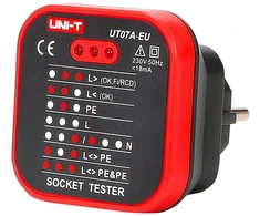 Kištukinio Lizdo Testeriai - UNI-T UT07A-EU 230 V Lizdų Tikrintuvas 65 × 65 × 61 mm