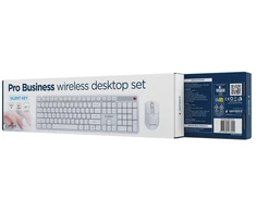 Klaviatūra Gembird KBS-WMS-01-W Silent key Pro Business wireless desktop set, baltas, US išdėstymas