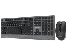 Klaviatūra Gembird KBS-WPS-02-CYRL Dual-mode slim wireless desktop set, 2.4G+BT, RU išdėstymas
