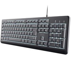 Klaviatūra - Trust Primo USB QWERTY klaviatūra su 104 klavišais reguliuojamas apšvietimas juoda
