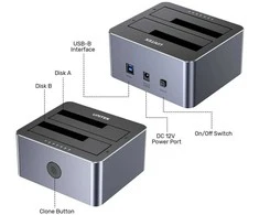 Klonavimo Stotis - UNITEK 2X SATA 2,5"/3,5" USB 5GB