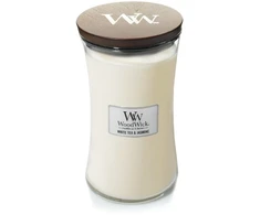 Kvapioji žvakė - WoodWick Baltas Tea &amp; Jasmine 178 mm 102 mm × 102 mm balta