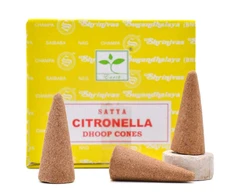 Kvepiančių Smilkalų Koniukas - Satya Citronella 12 Koniukų su Laikikliu, Šviežios Citrinos Kvapas