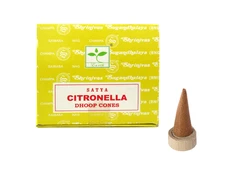 Kvepiančių Smilkalų Koniukas - Satya Citronella 12 Koniukų su Laikikliu, Šviežios Citrinos Kvapas