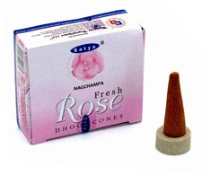 Kvepiančių Smilkalų Koniukas - Satya Fresh Rose 12 Koniukų su Laikikliu