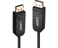 DisplayPort Kabelis - LINDY Šviesolaidinis Hibridinis DisplayPort 2.0 UHBR10 Kabelis, M/M, 40 m, Juodas