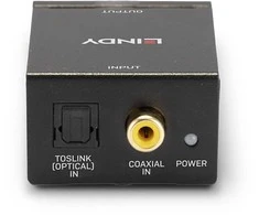 Garso Adapteris - LINDY TosLink ir Bendraašis į Phono DAC Adapteris, 24-bit/96KHz, Juodas