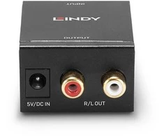 Garso Adapteris - LINDY TosLink ir Bendraašis į Phono DAC Adapteris, 24-bit/96KHz, Juodas