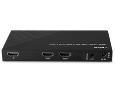 HDMI Skirstytuvas - LINDY 2 Prievadų HDMI Skirstytuvas 8K60, 48G, Su Garso Ištraukimu ir Sumažinimu, Juodas