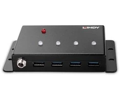 USB Hub - LINDY 4 Prievadų USB 3.0 Metalinis Hub 5Gbps su Montavimo Laikikliais
