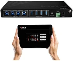 USB Jungiklis - LINDY 4x4 USB 3.2 Gen 1 Matrix Jungiklis, 5 Gbps, Juodas