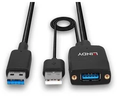 USB Kabelis - LINDY Hibridinis USB 3.2 Type A Laidas, 10Gbps, 35 m, Juodas