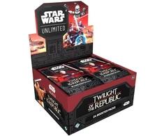 Lucasfilm Kolekcionuojamų Kortelių Žaidimas - Star Wars: Unlimited TCG Twilight of the Republic Booster Box Set 24 Pakeliai, 9 Įprastos Kortelės, 3 Neįprastos Kortelės, 1 Retas Kortelė, 1 Lyderis, 1 Bazė/Žetonas, 1 Folijos Kortelė