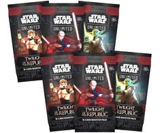 Lucasfilm Kolekcionuojamų Kortelių Žaidimas - Star Wars: Unlimited TCG Twilight of the Republic Booster Box Set 24 Pakeliai, 9 Įprastos Kortelės, 3 Neįprastos Kortelės, 1 Retas Kortelė, 1 Lyderis, 1 Bazė/Žetonas, 1 Folijos Kortelė