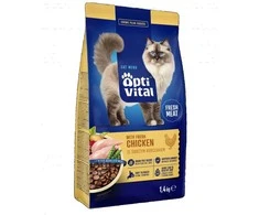Maisto produktai - OptiVital Su Šviežia Vištiena Sausas Kačių Maistas 1.4kg Be Grūdų