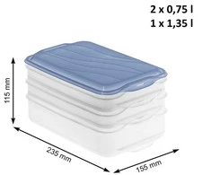 Maisto Saugojimo Indas - ROTHO Rondo 2x0.75L, 1x1.35L Mėlynas