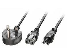 Maitinimo Kabelis - LINDY UK 3 Pin Kištukas į IEC C13 ir C5 Maitinimo Laidas, 10A/250V PVC, 2.5 m, Juodas