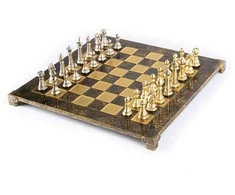 Manopoulos Klasikinis Metalinių Staunton Šachmatų Rinkinys Su 44cm Šachmatų Lenta