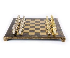 Manopoulos Klasikinis Metalinių Staunton Šachmatų Rinkinys Su 44cm Šachmatų Lenta