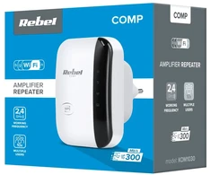 Maršrutizatorius Wi-Fi signalo stiprintuvas - Rebel KOM1030, 300 Mbit/s, 100m Nuotolis, 10 Vartotojų, Balta
