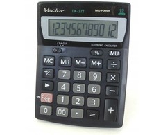 Men's Vector Vector KAV DK-222 office skaičiuotuvas, 12 digits, 103 x 137 mm, juodas