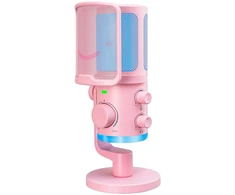 Mikrofonas - Fifine AM6 USB kondensatorinis kardioidinis RGB rožinis