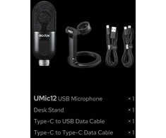 Mikrofonas - Godox UMic12 USB kondensatorinis kardioidinis su ausinių lizdu juodas