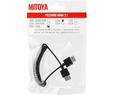 Mitoya HDMI Laidas - HDMI Laidas 50cm Spiralinis HDMI į Micro HDMI 8K 60Hz 4K 120Hz