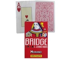 Modiano Bridge 2 Jumbo Index Žaidimo Kortos (raudonos)