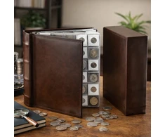 Monetų Albumas - Gedeon CA21 DELUX-1 2320.5 Talpa 17x21 cm Su Dėžute Juoda