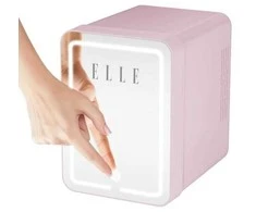 ELLE 4L mini fridge with LED make-up mirror, violetinė