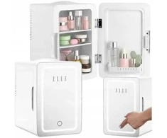ELLE 6L baltas mini fridge with LED make-up mirror