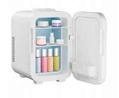 ELLE 8L mini fridge with LED make-up mirror, baltas