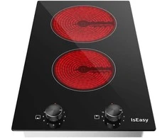 Namų ir virtuvės prietaisas - IsEasy LT2V-30 Keraminė elektrinė viryklė, 2 kaitinimo zonos, 1200W/2000W, Juoda