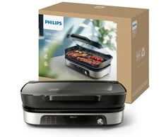 Namų ir virtuvės prietaisas - Philips HD6212/90 Kontaktinis grilis 1250 cm², 220 °C, Nelipni Juodas
