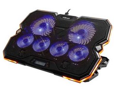 Nešiojamojo kompiuterio aušinimo stovas HISMART, su 6 RGB ventiliatoriais, 5 padėčių
