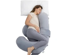 Nėštumo Pagalvė - Momcozy PP007 F-formos Parama Su Nuimamu Užvalkalu Pilka