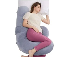 Nėštumo Pagalvė - Momcozy PP007 F-formos Parama Su Nuimamu Užvalkalu Pilka