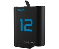 null Baterijų Įkroviklis - Telesin GP-BNC-011-B Dvigubas Įkroviklis Su 2x 1750mAh Baterijomis GoPro HERO9/10/11/12 Juodas