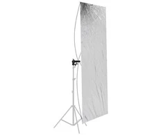 null Fotografijos reflektoriaus laikiklis - 60x120cm dvipusis reflektorius su laikikliais sidabrinis/baltas