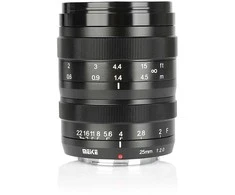 Objektyvas - Meike MK 25mm f/2.0 Canon M tvirtinimas Metalinė konstrukcija