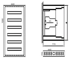 Paskirstymo Skydas Tibox 440x1050x115mm; 6x16mod., Ip54, Virštinkinis