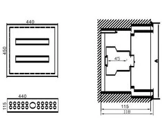 Paskirstymo Skydas Tibox 440x450x115mm; 2x16mod., Ip54, Potinkinis