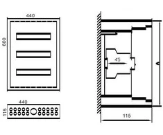Paskirstymo Skydas Tibox 440x600x115mm; 3x16mod., Ip54, Virštinkinis